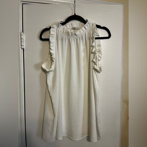 White Ruffle Flowy Sleeveless Top